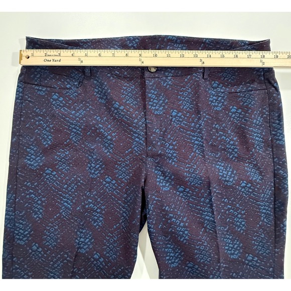 Doncaster Collection Navy Burgundy Jacquard Trousers Pants Womens 16 W416 - Picture 8 of 10